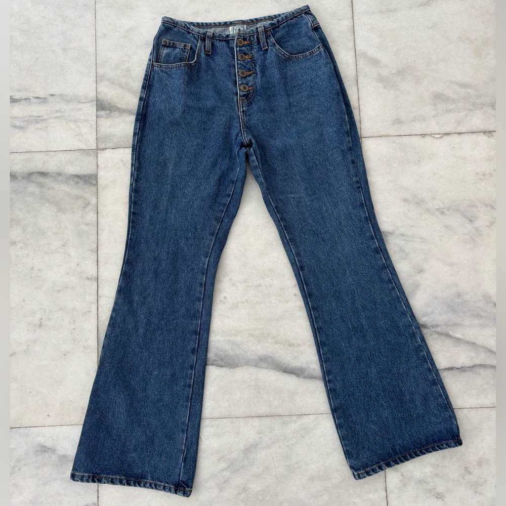 VTG Canyon River Blues Jeans Button Fly Flare Leg Womens Size 7 Hippie Boho 70s